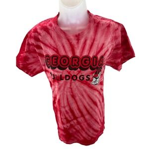 University Georgia Bulldogs Red Tie Dye Short Sleeve Womens‎ Tee Shirt Small NEW